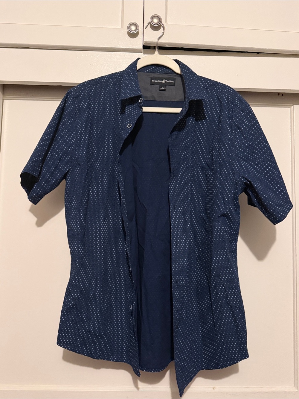Beverly Hills Polo Club Navy Short-Sleeve Dot Button-Down Shirt